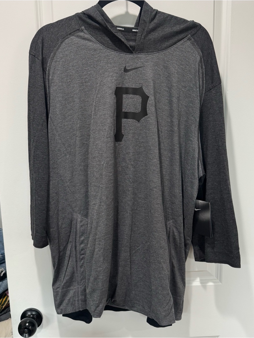 Nike Dark Gray and Black Pittsburgh Pirates Lightweight Pullover Hoodie